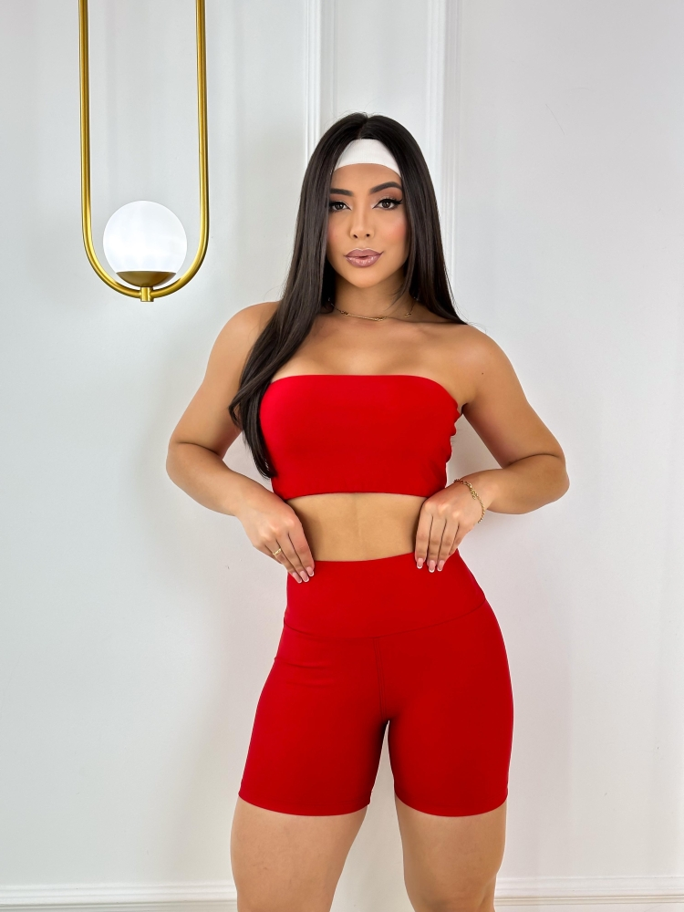 CONJUNTO SHORT e TOP FAIXA KB M Vermelho